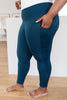 Mesh Insert Athletic Leggings In Teal