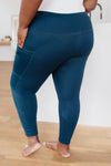 Mesh Insert Athletic Leggings In Teal