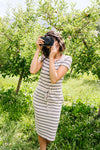 Striped Drawstring T-Shirt Dress