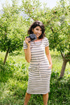 Striped Drawstring T-Shirt Dress