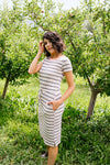 Striped Drawstring T-Shirt Dress