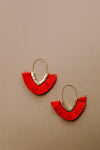 Tasseled V Earrings In RED