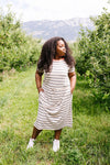 Striped Drawstring T-Shirt Dress