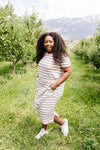 Striped Drawstring T-Shirt Dress
