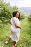 Striped Drawstring T-Shirt Dress