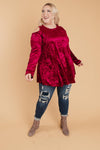 Crushing It Cold Shoulder Blouse In Ruby