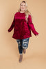 Crushing It Cold Shoulder Blouse In Ruby