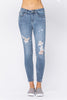 Piper - Judy Blue Mid-Rise Skinny Destroyed Hem