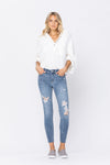Piper - Judy Blue Mid-Rise Skinny Destroyed Hem