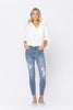 Piper - Judy Blue Mid-Rise Skinny Destroyed Hem