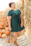 Angles And Stripes Dress in Hunter Green