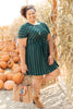 Angles And Stripes Dress in Hunter Green