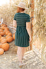 Angles And Stripes Dress in Hunter Green