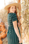 Angles And Stripes Dress in Hunter Green