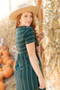 Angles And Stripes Dress in Hunter Green