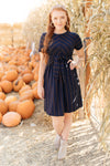 Angles And Stripes Dress in Navy