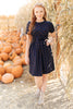 Angles And Stripes Dress in Navy