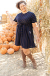 Angles And Stripes Dress in Navy