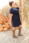 Angles And Stripes Dress in Navy