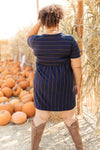 Angles And Stripes Dress in Navy