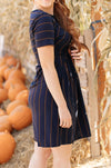 Angles And Stripes Dress in Navy
