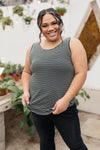 Back The Bow Up Striped Tank In Black