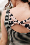 Back The Bow Up Striped Tank In Black