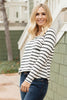 Basically Striped Long Sleeve Top in Ivory and Black