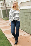 Basically Striped Long Sleeve Top in Ivory and Black