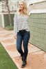 Basically Striped Long Sleeve Top in Ivory and Black