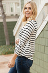 Basically Striped Long Sleeve Top in Ivory and Black