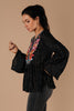 Blooming Rose Striped & Embroidered Blouse