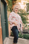 Blossoms On Subtle Stripes Cardigan In Pink