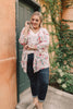 Blossoms On Subtle Stripes Cardigan In Pink