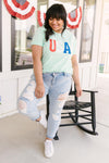 Born In The USA Graphic Tee In Mint