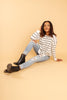Brand New Attitude Striped Sweater Top in White