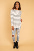 Brand New Attitude Striped Sweater Top in White
