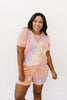 Brushed Knit Tie Dye Lounge Shorts In Coral