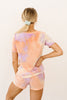 Brushed Knit Tie Dye Lounge Top In Coral
