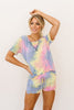 Brushed Knit Tie Dye Lounge Top In Blue