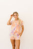 Brushed Knit Tie Dye Lounge Top In Coral
