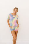 Brushed Knit Tie Dye Shorts In Blue