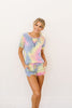 Brushed Knit Tie Dye Shorts In Blue