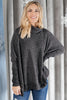 Brushed Melange Cowl Neck Sweater in Black