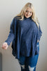 Brushed Melange Cowl Neck Sweater in Navy