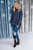 Brushed Melange Cowl Neck Sweater in Navy