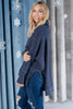 Brushed Melange Cowl Neck Sweater in Navy