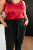 Business Woman Paperbag Pants in Black