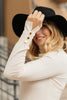 Button Sleeve Elegance Turtleneck Sweater In Ivory