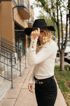 Button Sleeve Elegance Turtleneck Sweater In Ivory